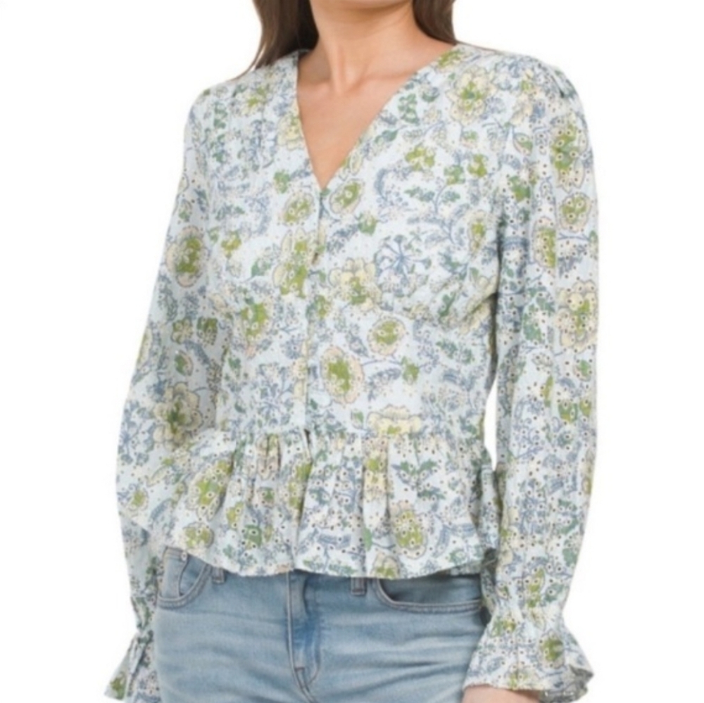 7 For All Mankind Floral Button Up Blouse
